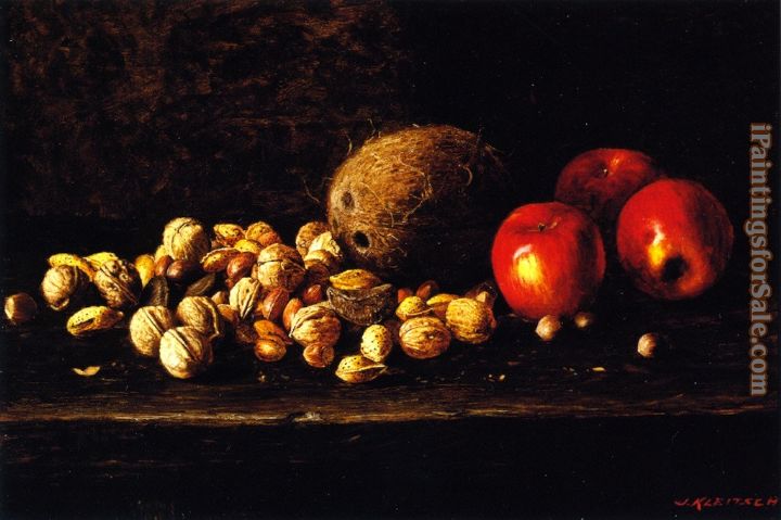 Joseph Kleitsch Untitled Still Life with Nuts, Coconut and Apples